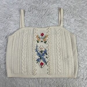 Polo Ralph Lauren Shirt Womens XXL Ivory Embroidered Wool Blend Sweater Tank Top